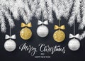 Merry Christmas and Happy New Year background for holiday greeting card, invitation, party flyer, poster, banner. Silver