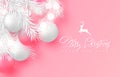 2019 Merry Christmas and Happy New Year background for holiday greeting card, poster, banner. Beautiful tree balls,garland,white t Royalty Free Stock Photo