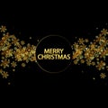 Merry Christmas and Happy New Year background with Shining gold Snowflakes. Greeting card, holiday banner, web poster Royalty Free Stock Photo