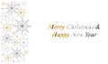 Merry Christmas and Happy New Year 2023. Christmas background with shiny gold and silver snowflakes. Greeting card, holiday banner Royalty Free Stock Photo