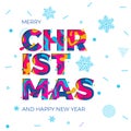 Merry Christmas Happy New Year greeting card snowflakes background vector paper carving