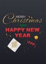 Merry Christmas and Happy New Year on Background Typography and