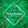 Merry Christmas and Happy New Year backgrounds with realistic Christmas tree