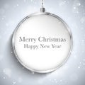 Merry Christmas Happy New Year Ball Silver with St