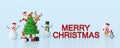 Merry Christmas and Happy New Year, Banner of Christmas celebration with Santa Claus and friends Royalty Free Stock Photo