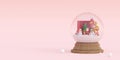 Merry Christmas and Happy New Year, Banner of Christmas celebration with Santa Claus and friends in a snow globe Royalty Free Stock Photo