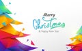 Merry Christmas and Happy new year banner. Colorful Christmas tree polygon on white background Royalty Free Stock Photo