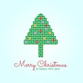 Merry christmas and happy new year banner with green Christmas tree weave sign vector design