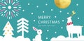 Merry Christmas and Happy New Year banner, greeting card, poster, holiday cover, header. Modern Xmas design in geometric Royalty Free Stock Photo