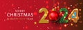 Merry Christmas and Happy New Year 2024 banner. Horizontal Christmas posters, cards, headers, website. Vector Royalty Free Stock Photo