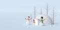 Merry Christmas and Happy New Year, Christmas banner with snowman and igloo