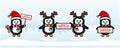 Merry Christmas and Happy New Year Banner template with penguins