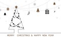 Merry Christmas and Happy New Year banner. Christmas tree and decorative. Modern flat style design