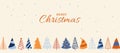 Merry Christmas Happy New Year banner trees festive design winter Xmas horizontal background vector Royalty Free Stock Photo