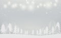 Merry Christmas and Happy New Year banner. winter landscape and snowflakes, christmas trees background. Paper art and craft design Royalty Free Stock Photo