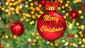 Merry Christmas! Happy New Year! Blurred background of beautiful Christmas tree with bright golden lights. Bokeh. Texture of new Royalty Free Stock Photo