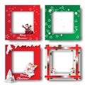 Merry Christmas and Happy new year border frame photo design set on transparency background.Creative origami paper cut and craft Royalty Free Stock Photo