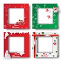 Merry Christmas and Happy new year border frame photo design set on transparency background.Creative origami paper cut and craft Royalty Free Stock Photo