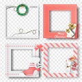 Merry Christmas and Happy new year border frame photo design set on transparency background.Creative origami paper cut and craft Royalty Free Stock Photo