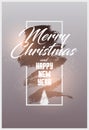 Merry Christmas and Happy New Year. Calligraphic Christmas greeting card design. Typographic vintage style grunge poster. Vector i Royalty Free Stock Photo