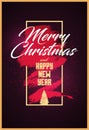 Merry Christmas and Happy New Year. Calligraphic Christmas greeting card design. Typographic vintage style grunge poster. Vector i Royalty Free Stock Photo