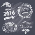 Merry Christmas And Happy New Year Calligraphic labels, letters elements. Christmas set labels, emblems and other decorative logos Royalty Free Stock Photo