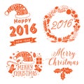 Merry Christmas And Happy New Year Calligraphic labels, letters elements. Christmas set labels, emblems and other decorative logos Royalty Free Stock Photo