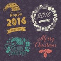 Merry Christmas And Happy New Year Calligraphic labels, letters elements. Christmas set labels, emblems and other decorative logos Royalty Free Stock Photo