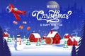 Merry Christmas, happy new year 2020 , calligraphy, landscape winter, vector illustration