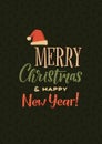 Merry Christmas and Happy New Year Calligraphy Poster. Greeting Card Typography on Dark Background Royalty Free Stock Photo