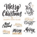 Merry Christmas AND Happy New Year Calligraphy Set. Greeting Card Design Set on White Background Royalty Free Stock Photo