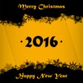 Merry Christmas and Happy New Year 2016 card background Royalty Free Stock Photo