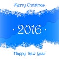 Merry Christmas and Happy New Year 2016 card background Royalty Free Stock Photo