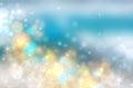 Merry Christmas and Happy New Year card background texture design with abstract bokeh lighted stars at tropical ocean or sea Royalty Free Stock Photo