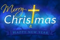 Merry Christmas and Happy New Year card blue Royalty Free Stock Photo