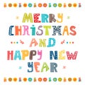 Merry Christmas and Happy New Year card. Card design perfect as Royalty Free Stock Photo