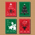 Merry christmas and happy new year card collection set.