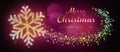 Merry Christmas And Happy New Year Card With Colorful Golden Snowflake In Abstract Viva Magenta Night Royalty Free Stock Photo