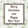 Merry Christmas and happy new year card on cones pattern