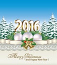 ÃÂ Merry Christmas and Happy New Year 2016 Royalty Free Stock Photo