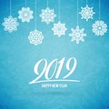 Merry christmas and happy new year 2019 card with snowflakes. Royalty Free Stock Photo