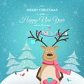 Merry Christmas Happy New Year card template deer Royalty Free Stock Photo