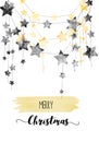 Merry christmas and happy new year card with yellow and anthracite stars