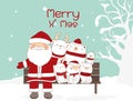 Merry christmas happy new year cartoon hand drawn style.vector