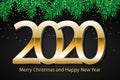2020 Merry Christmas and Happy New Year. Celebrate design. Concept template for holiday. Vector background, greeting card, poster Royalty Free Stock Photo