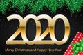 2020 Merry Christmas and Happy New Year Celebrate design. Concept template for holiday. Vector background, greeting card, poster Royalty Free Stock Photo