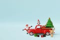 Merry Christmas and Happy New Year, Christmas celebration background with Christmas truck and Santa Claus Royalty Free Stock Photo