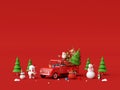 Merry Christmas and Happy New Year, Christmas celebration background with Christmas truck and Santa Claus Royalty Free Stock Photo