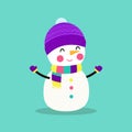 Merry Christmas and Happy new year, cheerful snowman wearing christmas winter costume, banner template Xmas holiday party concept