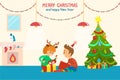 Merry Christmas and Happy New Year Children Home Royalty Free Stock Photo